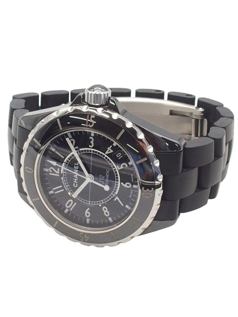 Chanel 38 Black Ceramic SS Rubber Watch Automatic